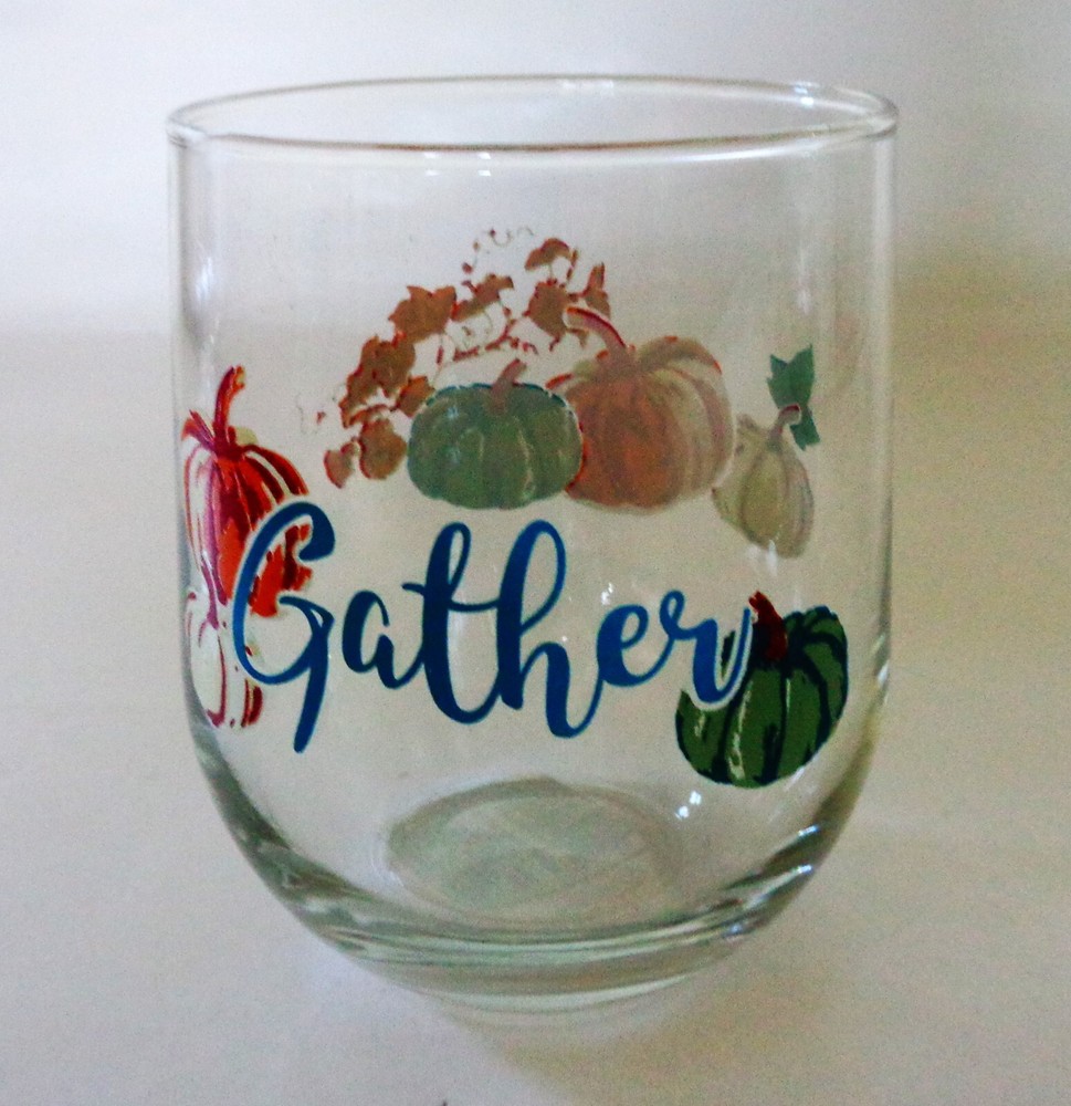 6 NEW Royal Norfolk Harvest ‘Gather’ Pumpkin Stemless Glasses 16.8 Oz.