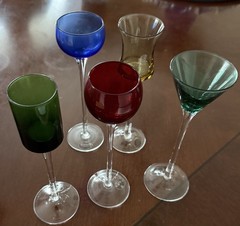 5 CordialsMulticolor Cordial Glasses Five-Piece Glossy Glass Stemware Drink-ware