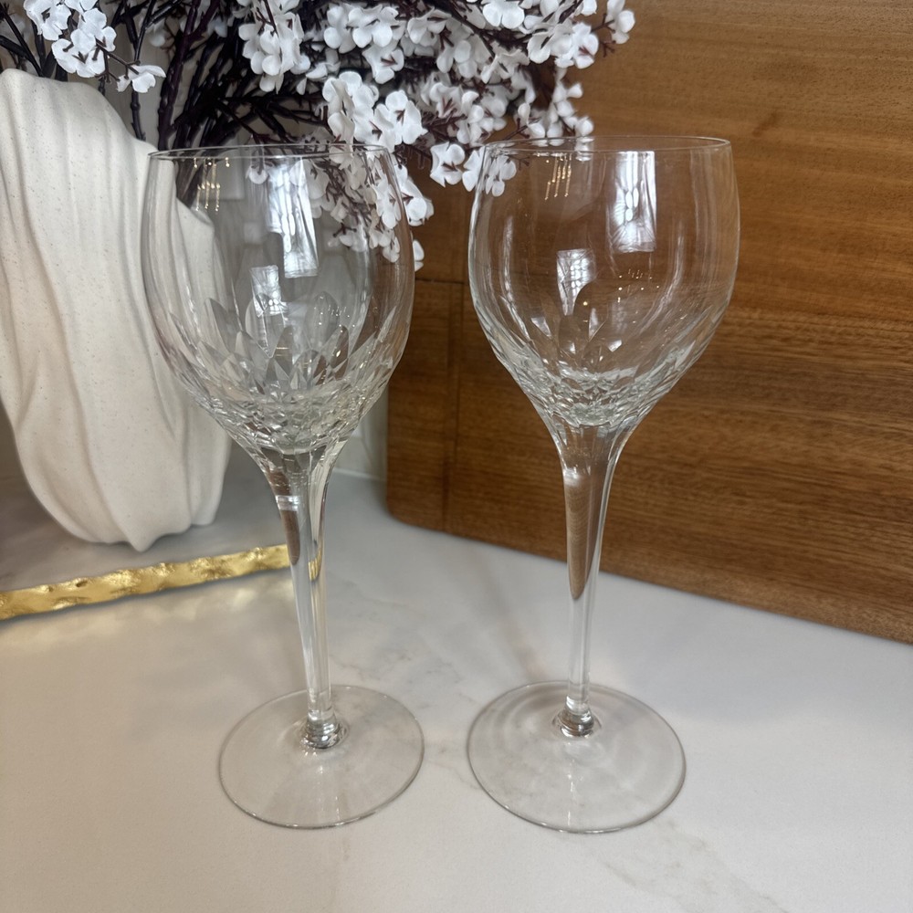 Set of 2 Svend Jensen Empress Clear 8 5/8” Claret Wine Goblets Glasses