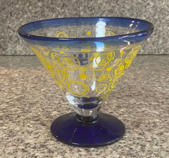Kosta Boda~Royal Caribbean Cruise Line~Margarita~Glass~Cobalt~Yellow~Circles