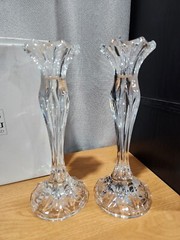 PAIR JG DURAND 24% LEAD CRYSTAL CALLIOPE CANDLESTICK CHANDELIER HOLDERS FRANCE