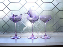 4 Vintage Godinger Lilac Purple Tall Champagne Coupe Glasses