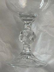 Bohemian Crystal Claudia 6.5” Wine Glasses Faceted Prism Ball Stem Set of 3