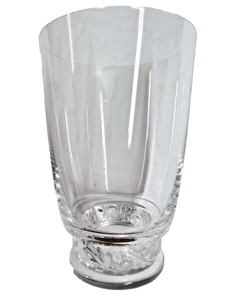 Lalique France Saint Hubert 15 oz 5″ Flat Tumbler Signed Crystal Clear Glass