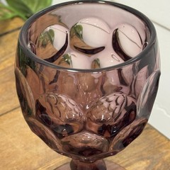 Thumbprint Provincial Amethyst Purple Ohio Imperial Glass WATER GOBLET Honeycomb