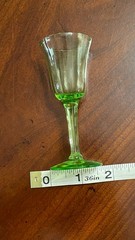 Vintage Uranium Glass Cordials MCM Tiffin Franciscan Optic Panel ? 1 Pair