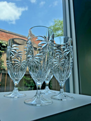 4 Godinger Shannon Crystal South Beach Palm Tree Footed Ice Tea/ Water Goblets