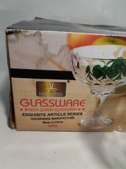 6 Glass GOBLETS, France Crystal Elegant Stemware Glassware 5.25″ Tall