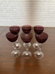 SET(6) VTG Cambridge Amethyst Bowl Nude Woman Liquor Cocktail Glasses 6.5″H