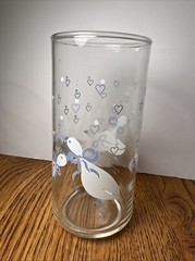 2 Vtg Libbey Drinking Glasses Country White Goose Geese Duck Blue Ribbon Bow