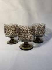 Vintage Libbey Prado Tawny Pedestal Rocks Glasses Mid-Century Modern Set of 3