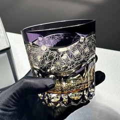 Luxury handmade Whisky Brandy Crystal Bar Glass Cup Tumbler Geometric Cut 11oz