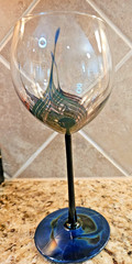 SET OF 4 Randy Strong Hand Blown Wine Glasses Signed TAGGED AND DATED 1979