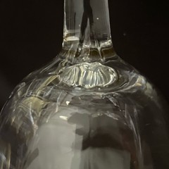 Tiffin-Franciscan clear optic crystal with a gold-encrusted band rim. Set