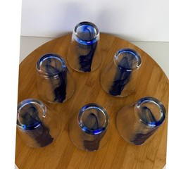 Bormioli Rocco Murano Cobalt Blue Swirl Glass Tumblers Set 6 Made in Italy 4.5