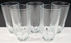 (5) Arcoroc Artic 12 Oz Beverage Set Vintage Wedge Cut Tumblers France Retro Lot
