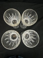 4 Waterford Carina Crystal 7 1/8″ Wine Glasses 2 3/4″ Diameter
