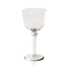 Tuscan Handmade Etched Wine Goblet Glasses, Set of 4