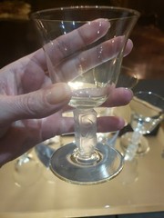 (5) wine glasses Antique Glass Crystal Murano? clear frosted square stem leaves