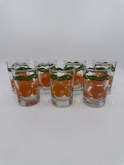 7 Vintage Anchor Hocking 1987 Orange Juice Glasses 3.5”