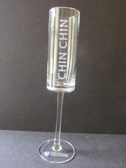 Set of 5 Unique Long Stem Square Champagne Flutes w/Etched CHEERS in 5 Languages