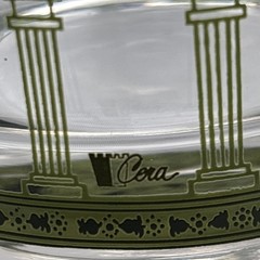 Vtg Set of (6) MCM Cera Green Golden Grapes & Columns Old Fashion Glasses 3 3/8”