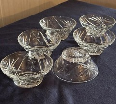 ANCHOR HOCKING OATMEAL EAPC PRESCUT BERRY BOWLS CLEAR GLASS SET 6 EU
