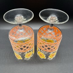 MCM Culver Flower Power “Daisy & Picket Fence” Stemmed Goblets Barware Wine