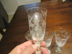 Heisey Waverly Rose Fine Crystal etched Roses 5 1/2» cocktail/champagne glasses