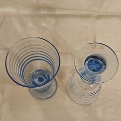 Two-Piece VTG Libbey Sirrus Misty Blue Ribbed Glass Goblets 7″ Tall