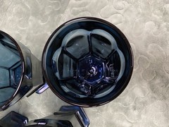 Set Of 4 Vintage Fostoria Virginia Dark Blue Iced Tea Goblets Great Condition