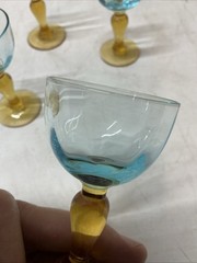 Antique Portieux France George Sand Cordial Liqueur Glasses Set of 5 Blue Amber