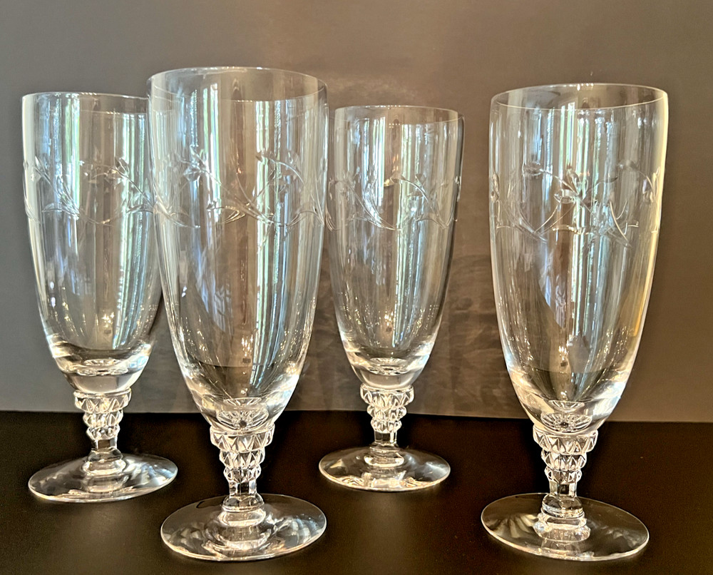 Tiffin-Franciscan Rose Marie Vintage Cut Crystal Iced Tea Glasses – 4