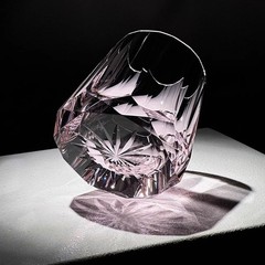 8oz Hand Cut Clear Edo Kiriko Crystal Bohemian Style Whiskey Glasses Glassware