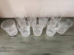ANTIQUE CUT CRYSTAL TUMBLER SMALL AND LARGE DIAMOND AND FAN GLASS Lot Of 9