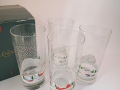 Set of 4 Lenox Sleighride Highball Glasses/Tumblers with Box
