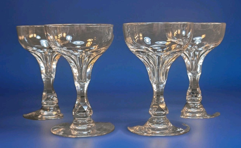 Antique Cut Glass Hollow Stem Crystal Champagne coupes Tulip Shape