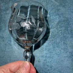 Set Of 10Libbey/Rock Sharpe Clear Wine Fancy Stem Etched Glasses Flowers&leaves