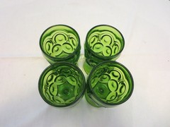 Set of 4 LE Smith MOON AND STARS Dark Green 6” Glass Goblets