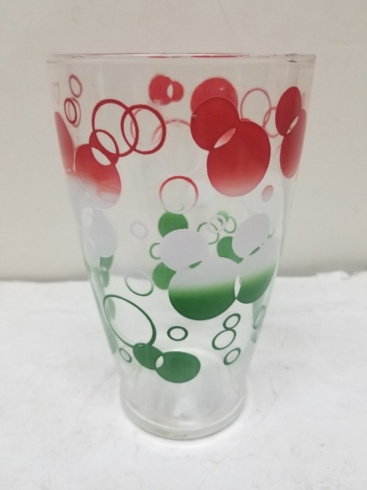 FEDERAL RED GREEN WHITE BUBBLES GLASS TUMBLER 30 OZ