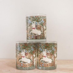 Set of 5 Cera Enchanted Forest Last Unicorn 22K Double Old Fashion Tumblers
