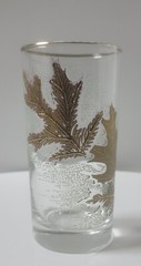 Libbey High Ball Glasses – Golden Oak Leaves with Gold Rim – Set of 2