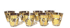 Vintage Glasses Culver LTD Florentine Gold 22K Low Ball Signed Set of 8