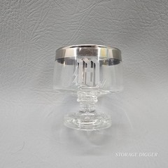 Vintage Set Of 8 Glass Sherbet Dessert Cup 2.75″ Tall, Monogrammed Letter M