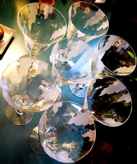 Vtg Set 7 HUNTINGTON OPTIC CRYSTAL Water Goblets FROSTED DRAPED LEAVES c1931