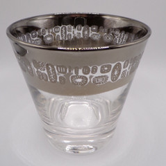 Atomic Silver Band Rocks Lowball Tumbler Glasses MCM Canonsburg Temporama Set 9