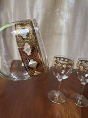 Vintage MCM Barware Culver Valencia 22K Gold Band 5.75 in Wine Glass Set of 4