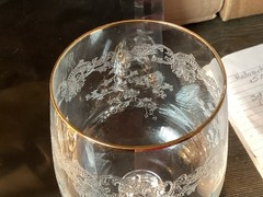 Bohemia Crystal Glasses Etched Faceted Ball Stem Gold Rim Set Of 6