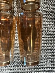 VTG RETRO JEANNETTE CARNIVAL GLASSES PEACH LUSTER THUMB PRINT LOT OF 5