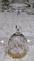 8 Small Crystal Stemmed Cordial Glasses with Gold Rims & Base. 5″, holds 2 oz